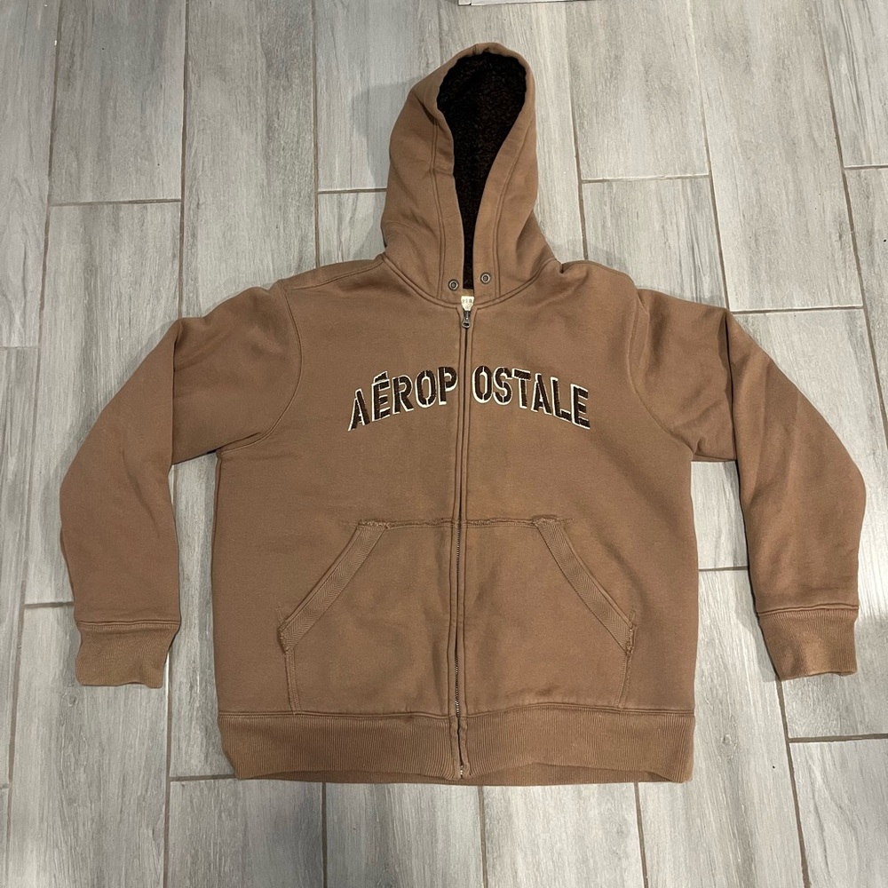 Good Quality Brown Aeropostale zip up hoodie